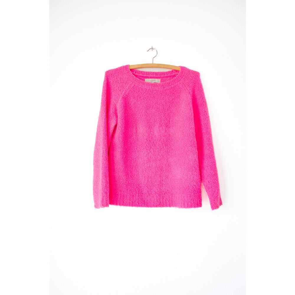 LOFT Hot Pink Fuzzy Sweater XSP Soft Bouclé Knit